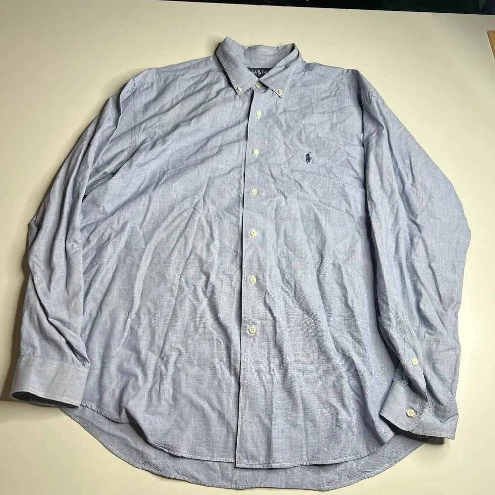 Lot 2 Ralph Lauren Men’s XL Button Down Shirts Blue & Green‎ Plaid 100% Cotton - Picture 14 of 14